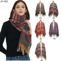 Wholesale of new thickened wavy striped ethnic style scarves and shawls for autumn and winter in foreign trade from Tonglu manufacturer