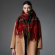 Amazon's popular cross-border export European and American autumn and winter Christmas red and green checkered tassel scarf and shawl manufacturer