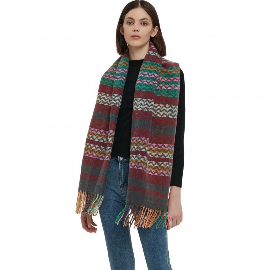 Wholesale of new thickened wavy striped ethnic style scarves and shawls for autumn and winter in foreign trade from Tonglu manufacturer