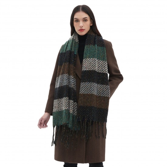 Factory direct supply of 2025 new cross-border export European and American autumn and winter men's and women's scarves, striped tassel scarves and shawls