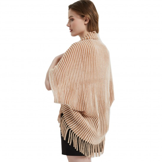 Wholesale manufacturer of new spring, autumn and winter striped knitted cardigan tassel shawls for foreign trade in Europe and America