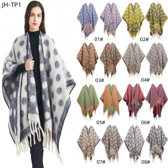Amazon's best-selling shawl: A new European and American autumn and winter thickened jacquard cross shawl with loop yarn imitation mohair
