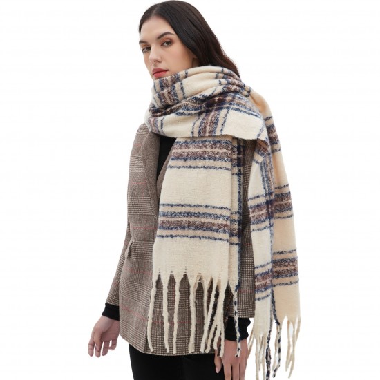 Custom manufacturer of new autumn and winter style circle sand imitation mohair jacquard tassel striped scarves and shawls for foreign trade in Europe and America Custom manufacturer of new autumn and winter style circle sand imitation mohair jacquard tassel striped scarves and shawls for foreign trade in Europe and America