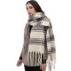 Custom manufacturer of new autumn and winter style circle sand imitation mohair jacquard tassel striped scarves and shawls for foreign trade in Europe and America Custom manufacturer of new autumn and winter style circle sand imitation mohair jacquard tassel striped scarves and shawls for foreign trade in Europe and America