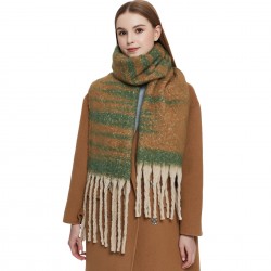 New thick-trimmed shawl for foreign trade, European and American autumn and winter, thickened loop yarn, large jacquard thick tassels scarf of Metasequoia glyptostroboides