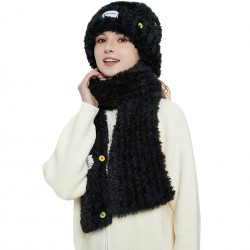 2022 New Winter Scarf and Hat 2-piece set, thickened, warm, plush, soft and comfortable button hat and scarf cover