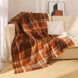 Foreign trade European and American autumn and winter hoop yarn imitation mohair coffee-colored thickened shawl cover blanket manufacturer