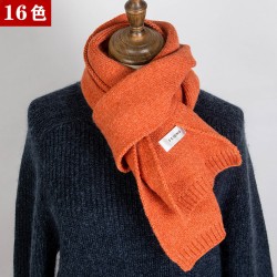 New autumn and winter woolen scarves for foreign trade, Korean-style acrylic labeled knitted solid color scarves for male and female student couples