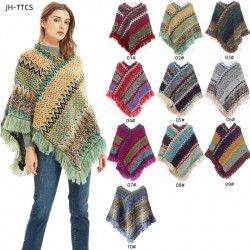 New Christmas style women's red retro ethnic style Tibetan travel pullover cape shawl for spring, autumn and winter