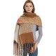 A new and popular European and American autumn and winter scarf and shawl with looped yarn imitation mohair and a checkered thick tassel pattern A new and popular European and American autumn and winter scarf and shawl with looped yarn imitation mohair and a checkered thick tassel pattern