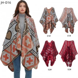 Cross-border best-selling export European and American spring and winter faux cashmere jacquard heart-shaped grey triangular overlock hooded shawl
