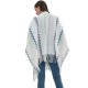 Wholesale of new foreign trade European and American spring, autumn and winter travel ethnic style split tassel white knitted shawls from the manufacturer Wholesale of new foreign trade European and American spring, autumn and winter travel ethnic style split tassel white knitted shawls from the manufacturer