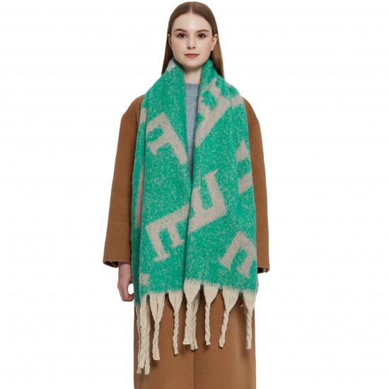 2023 new style shawl for export to Europe and America autumn and winter, thickened scarf ring, thick tassel jacquard letter scarf manufacturer 2023 new style shawl for export to Europe and America autumn and winter, thickened scarf ring, thick tassel jacquard letter scarf manufacturer