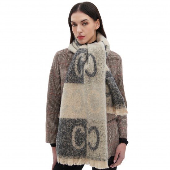 Amazon 2025 Foreign Trade New style scarf for men and women in Europe and America autumn and winter, short beard jacquard letter scarf manufacturer Amazon 2025 Foreign Trade New style scarf for men and women in Europe and America autumn and winter, short beard jacquard letter scarf manufacturer