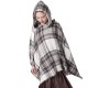 European and American spring, autumn and winter new seven-color checkered hooded cape shawl, hooded head, air conditioner large shawl manufacturer