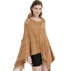 A new best-selling European and American pullover shawl for foreign trade, a solid color hollowed-out knitted shawl for spring, autumn and winter