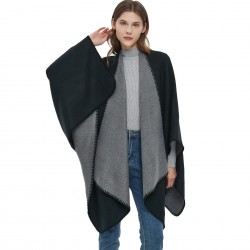 Amazon's popular export European and American autumn and winter solid color imitation cashmere double-sided black and gray split shawl manufacturer