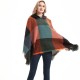 New large-checked women's pullover capes, hooded cloaks and shawls for spring, autumn and winter, directly supplied by the factory for export to Europe and America