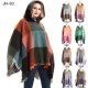 New large-checked women's pullover capes, hooded cloaks and shawls for spring, autumn and winter, directly supplied by the factory for export to Europe and America