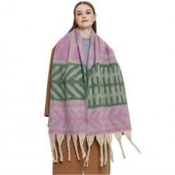 Amazon's hot 2025 new export shawl: Thickened looped tulle and thick tassel leaf scarf for autumn and winter in Europe and America