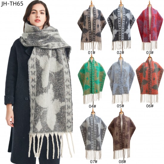 Amazon's best-selling scarf for export to Europe and America in autumn and winter, thickened imitation horsehair loop gauze butterfly jacquard scarf