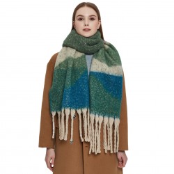 New thickened and warm women's autumn and winter scarf with European and American imitation mohair, loop yarn and geometric thick tassel