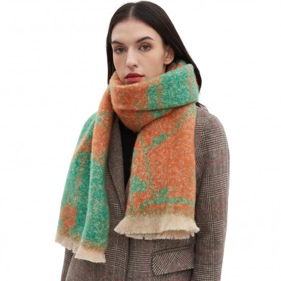 Factory direct supply of cross-border export European and American autumn and winter women's shawls, 2024 new style flower jacquard scarves in stock Factory direct supply of cross-border export European and American autumn and winter women's shawls, 2024 new style flower jacquard scarves in stock