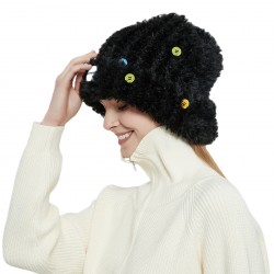 2022 New Winter Scarf and Hat 2-piece set, thickened, warm, plush, soft and comfortable button hat and scarf cover