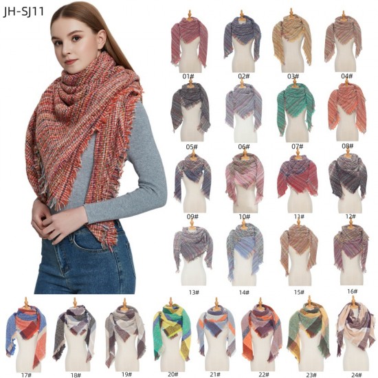 Amazon cross-border best-selling new autumn and winter checkered triangular shawls and scarves for Europe and America in 2024