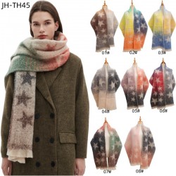 Wholesale manufacturer of Cross-border 2025 new foreign trade European and American autumn and winter circle yarn jacquard gradient color five-pointed star scarf