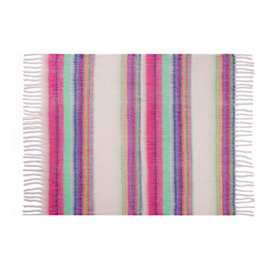 Foreign trade European and American autumn and winter hoop yarn imitation mohair thickened striped large shawl cover blanket manufacturer