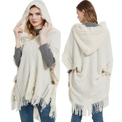 Amazon's popular export quality shawls, large-sized knitted sweaters, button hooded cape shawls for spring, autumn and winter in Europe and America
