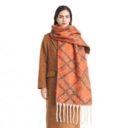 Cross-border Amazon bestseller, new autumn and winter collection of European and American jacquard double-check scarves with loop yarn imitation mohair