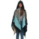 Amazon's hot foreign trade European and American spring and winter new peacock jacquard black and blue imitation cashmere hooded cape shawl Amazon's hot foreign trade European and American spring and winter new peacock jacquard black and blue imitation cashmere hooded cape shawl