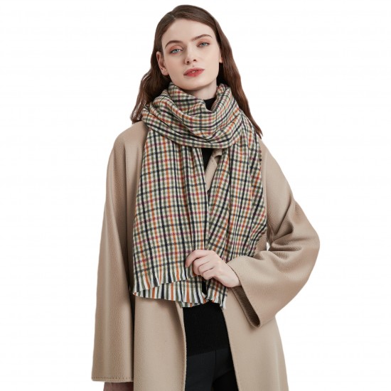 Manufacturer's export of European and American small checkered scarves and shawls for both autumn and winter, Korean-style student warm retro scarves