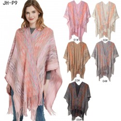 The manufacturer's new export shawl for women, European and American, spring, autumn and winter acrylic warp knitted gradient color tassel split knitted shawl