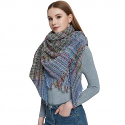 Hot-selling shawls for European and American autumn and winter, full polyester knitted fine check square scarves and scarves in stock, direct supply from the manufacturer