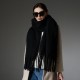New winter thickened loop yarn imitation mohair coarse tassel solid color black scarf and shawl for foreign trade to Europe and America are in stock New winter thickened loop yarn imitation mohair coarse tassel solid color black scarf and shawl for foreign trade to Europe and America are in stock