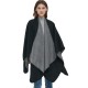 Amazon's popular export European and American autumn and winter solid color imitation cashmere double-sided black and gray split shawl manufacturer Amazon's popular export European and American autumn and winter solid color imitation cashmere double-sided black and gray split shawl manufacturer