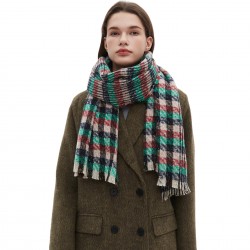 Amazon's popular cross-border export European and American autumn and winter new tweed short beard small check scarf shawl manufacturer