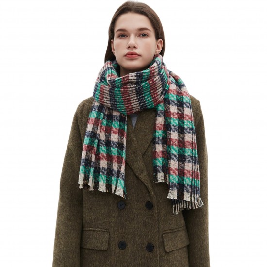 Amazon's popular cross-border export European and American autumn and winter new tweed short beard small check scarf shawl manufacturer