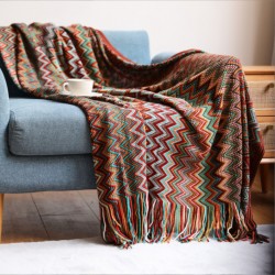 Spring and autumn Bohemian ethnic style travel shawl, summer blanket, European and American knitted blanket, office air conditioning shawl