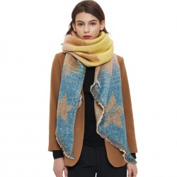 Foreign trade 2023 New style warm shawl for women, European and American autumn and winter, loop yarn jacquard color-blocked star diagonal scarf manufacturer