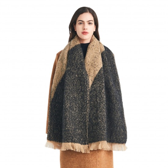 Wholesale of new European and American autumn and winter style circle jacquard color-blocked tassel scarves and thickened shawls for women Wholesale of new European and American autumn and winter style circle jacquard color-blocked tassel scarves and thickened shawls for women