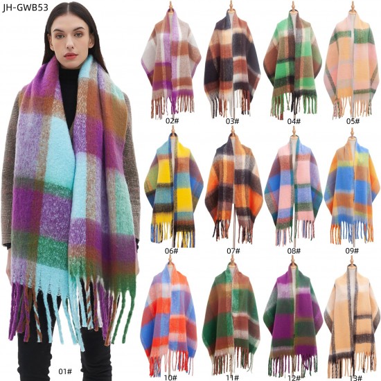 Factory direct supply of new autumn and winter thickened and enlarged checkered scarves and shawls for export to Europe and America Factory direct supply of new autumn and winter thickened and enlarged checkered scarves and shawls for export to Europe and America
