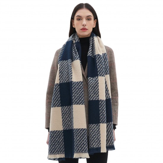 Amazon cross-border trade Europe and America autumn and winter thickened short beard large checkered scarf and shawl custom manufacturer