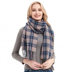 Wholesale of new thickened autumn and winter scarves for women in Europe and America, full polyester knitted fringed checkered scarves and shawls