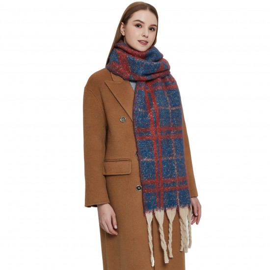 New cross-border export shawl, European and American autumn and winter looped jacquard coarse tassel large checkered scarf shawl New cross-border export shawl, European and American autumn and winter looped jacquard coarse tassel large checkered scarf shawl