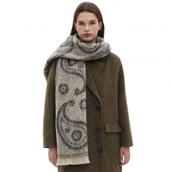 Factory direct supply of new men's and women's scarves for cross-border trade, European and American autumn and winter cashew flower jacquard scarves