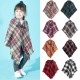 Direct supply from the manufacturer: Amazon's popular new autumn and winter European and American children's horn-buttoned checkered cape shawls Direct supply from the manufacturer: Amazon's popular new autumn and winter European and American children's horn-buttoned checkered cape shawls